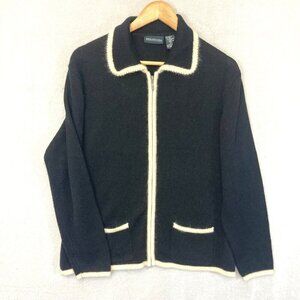 Vintage Bridgetown Wool Angora Zip Cardigan Sweater Medium Black Old Money Soft!